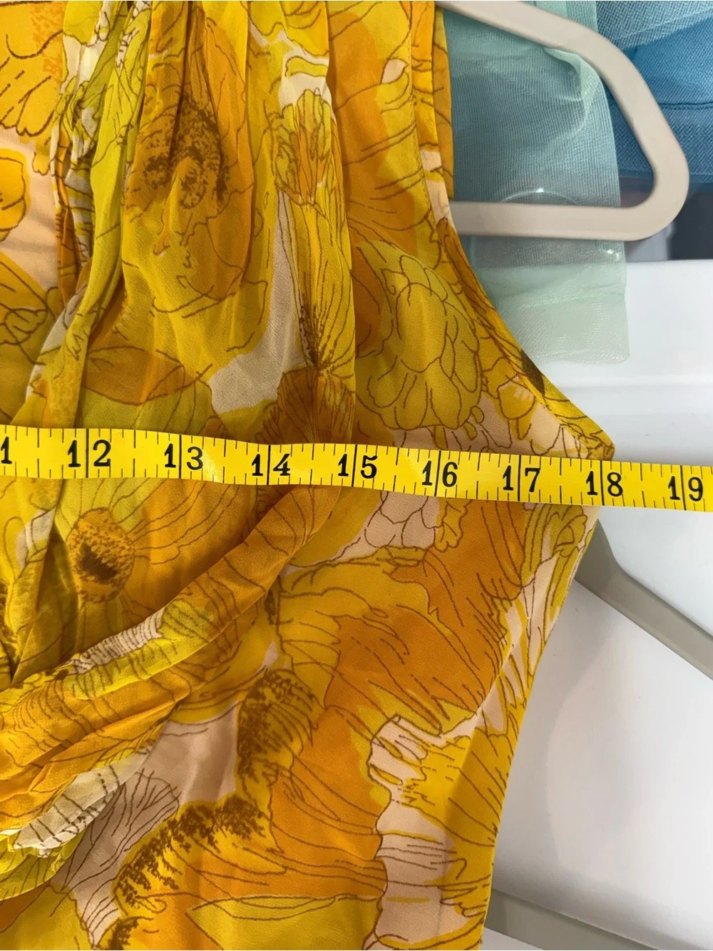 Vintage 50s 60s Sleeveless Yellow Floral Belted Dress with Scarf